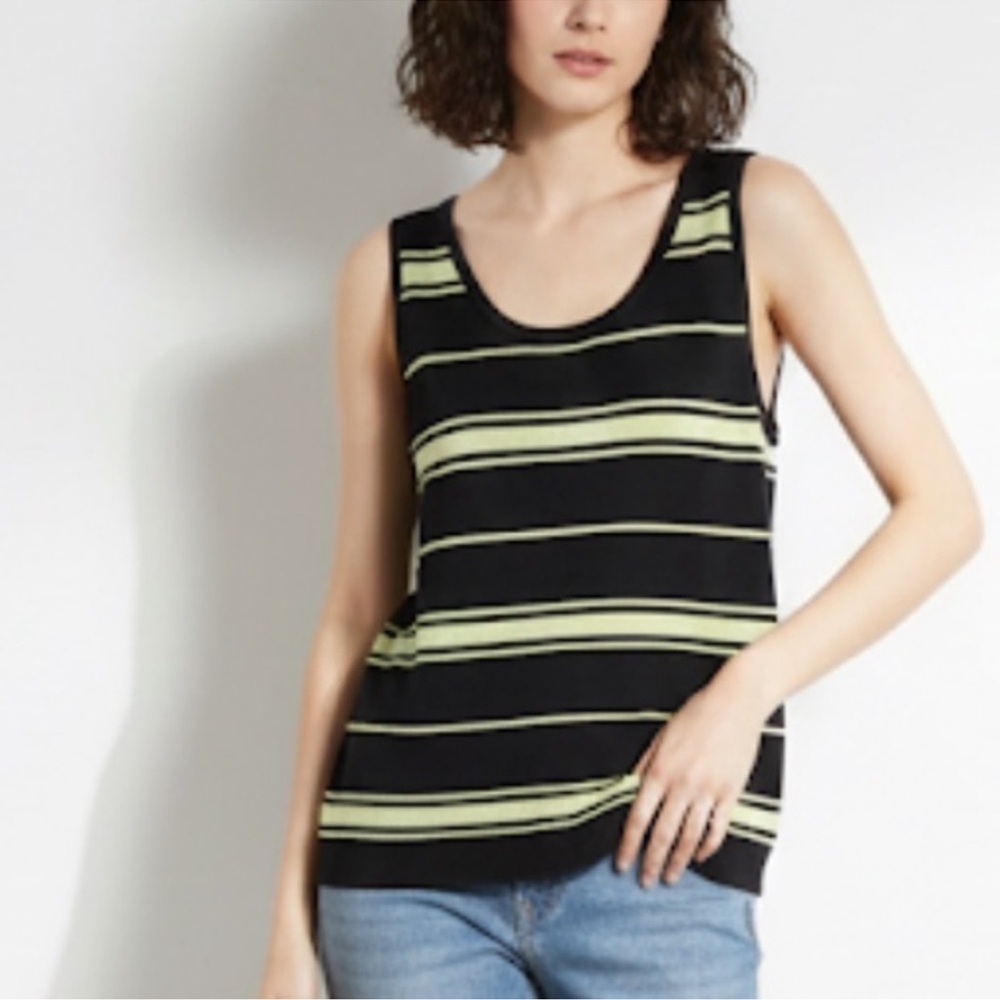 Studio Tahari Striped Black and green Women's Tank Top size 10